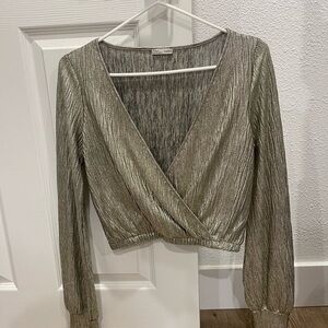 Metallic Gold Wrap Top